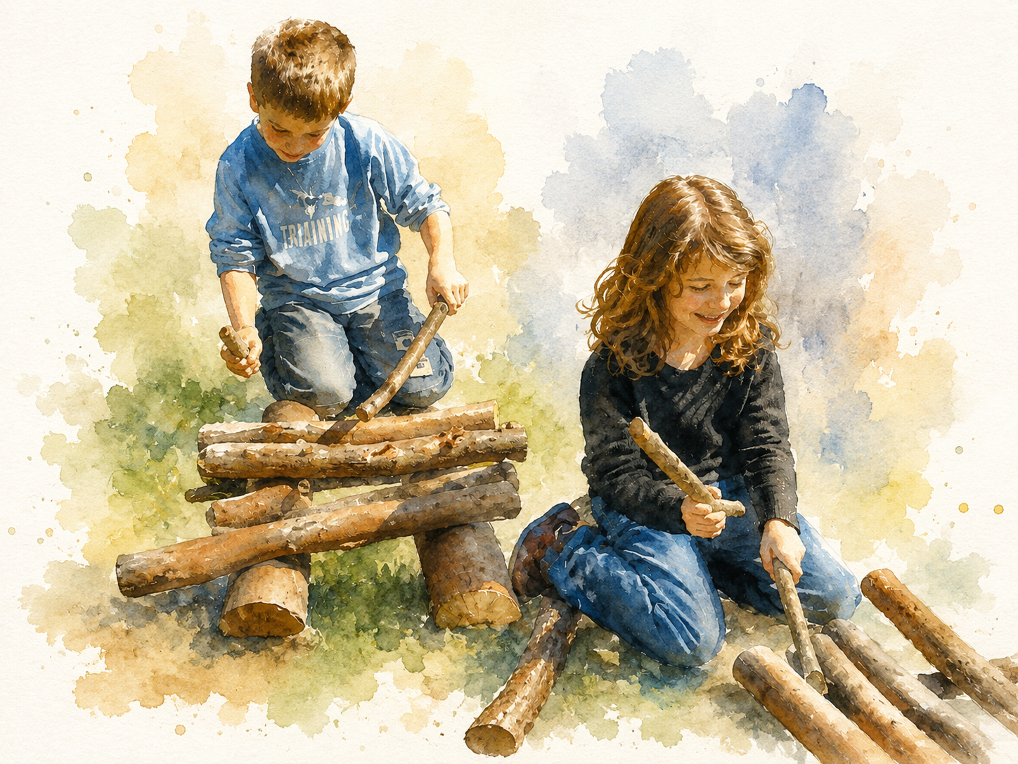 Enfants jouant d'un xylophone